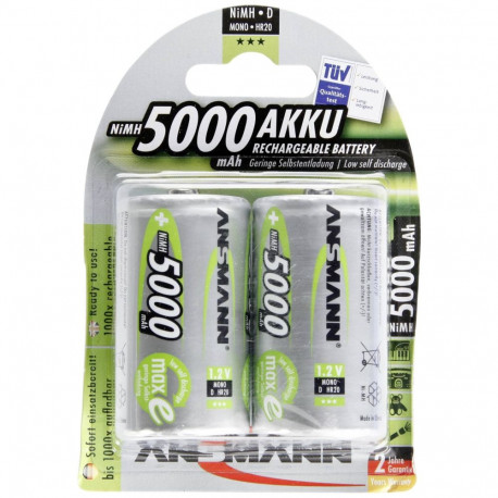 1x2 Ansmann maxE NiMH rech.bat. Mono D 5000 mAh   5030922