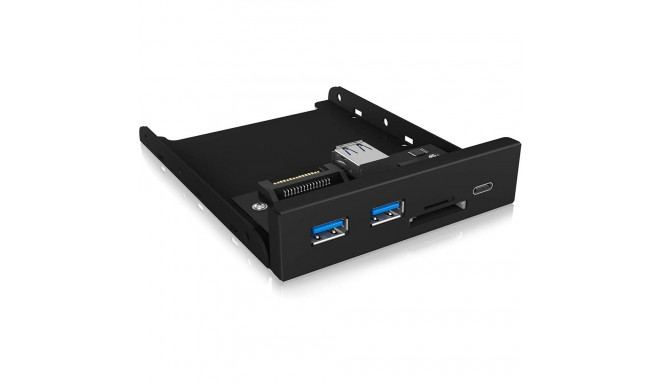 ICY BOX IB-HUB1417-i3, front panel (black, 1x USB Type-C, 2x USB Type-A, card reader)