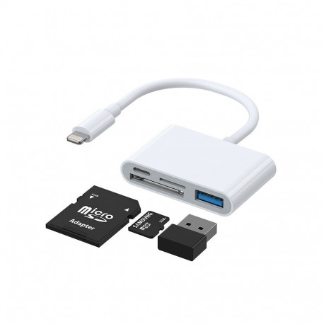 Joyroom S-H142 Lightning OTG HUB - USB-A 3.2 / Lightning / SD, TF card reader - white