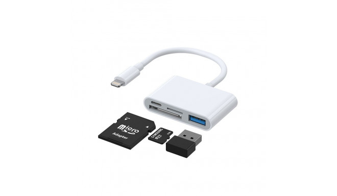 Joyroom S-H142 Lightning OTG HUB - USB-A 3.2 / Lightning / SD, TF card reader - white