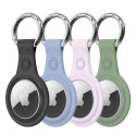 Dux Ducis 4pcs set Silicone flexible cover keychain loop case for Apple AirTag (Black / Green / Pink