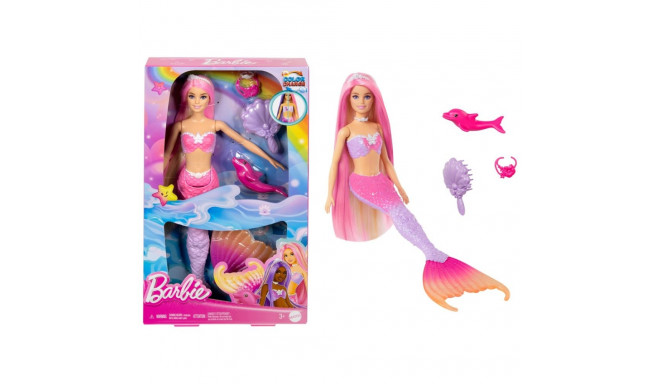 Barbie A Touch of Magic “Malibu” merineitsi nukk värvimuutva funktsiooniga, delfiinist lemmikloom ja