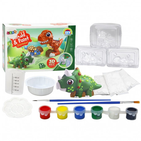 Loovkomplekt 3D-dinosauridega, kips ja värvid