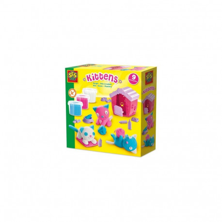SES Creative 00506 Make Kittens with Clay - Shape Your Own Animal Friends - Includes 9 Accessories a