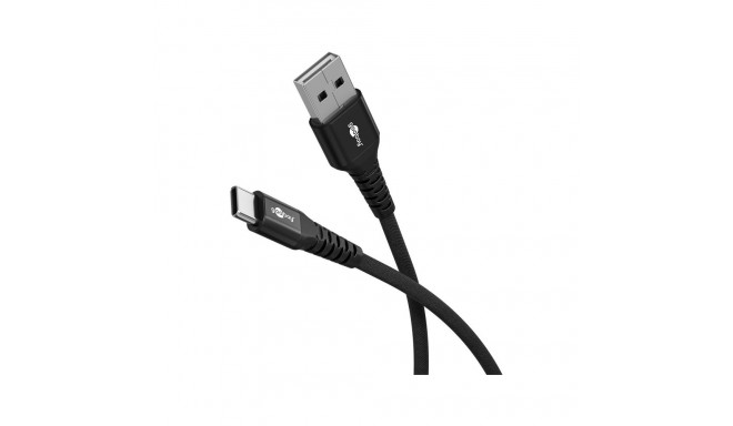 Goobay USB-C – USB-A ülipehme tekstiilkaabel metallist pistikutega | 74526 | USB-C – USB-A