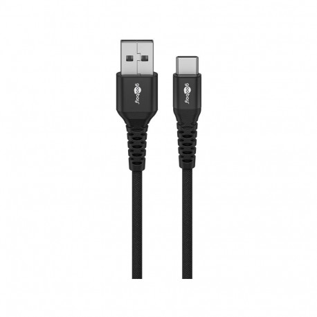Goobay | USB-C to USB-A Supersoft Textile Cable with Metal Plugs | 74526 | USB-C to USB-A