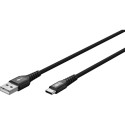 Goobay USB-C – USB-A ülipehme tekstiilkaabel metallist pistikutega | 74526 | USB-C – USB-A