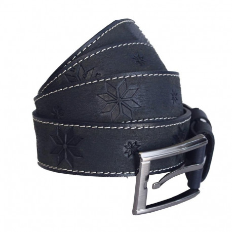 Nahast püksirihm ETNO rukkilill tumesinine 3,5 x 115 cm