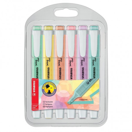 STABILO tekstimarker, swing cool, pastel 6 tk