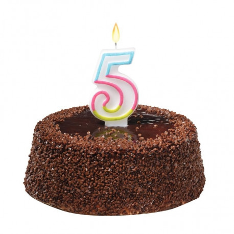 Susy Card tordiküünal, 9 cm, number 5, värviline