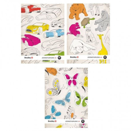 Joonistusplokk A4, 40 lehte, 150g Bradley, 4 tükki pakis