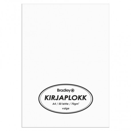 Bradley kirjaplokk a4, 50 lehega valge 70g Bradley