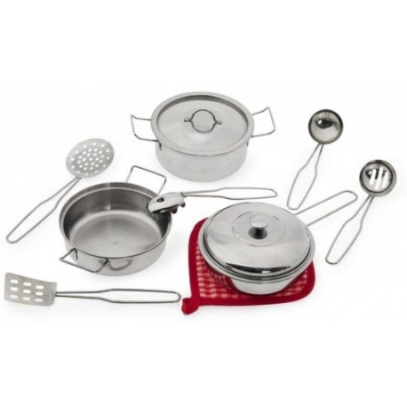 Mängu köögitarvete komplekt, 11-osaline, roostevaba teras, 3+