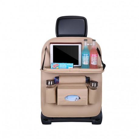 Hurtel Car organizer for the seat foldable shelf mini car table beige
