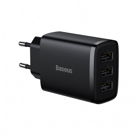 Baseus Baseus Compact charger 3x USB 17W black (CCXJ020101)