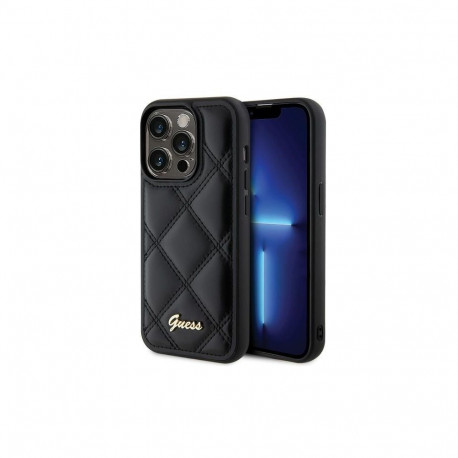 Guess Guess Quilted Metal Logo case for iPhone 15 Pro Max - black