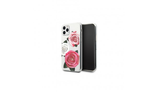 Guess Guess GUHCN58ROSTRT iPhone 11 Pro transparent hardcase Flower Desire Pink & White Rose