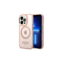 Guess Guess GUHMP14LHTCMP iPhone 14 Pro 6.1" pink/pink hard case Gold Outline Translucent MagSafe