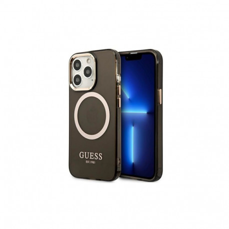 Guess Guess Gold Outline Translucent MagSafe case for iPhone 13 Pro Max - black