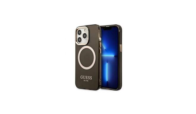 Guess Guess Gold Outline Translucent MagSafe case for iPhone 13 Pro Max - black