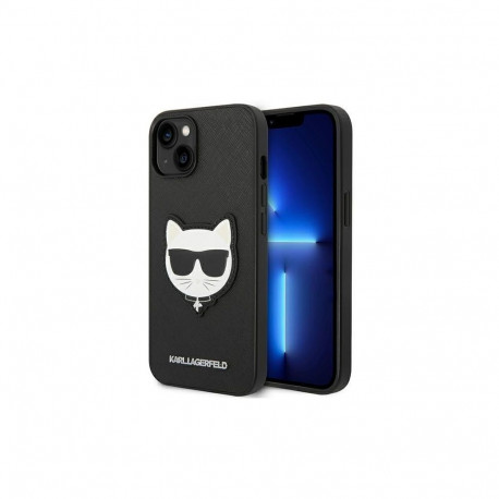 Karl Lagerfeld Karl Lagerfeld Saffiano Choupette Head Patch Case for iPhone 14 Plus - Black