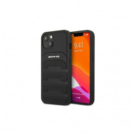 Mercedes-Benz AMG Leather Debossed Lines case for iPhone 13 mini - black