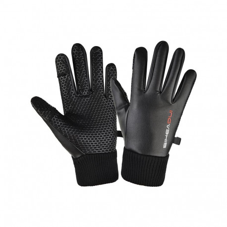 Hurtel Men's insulated, anti-slip telephone gloves - black