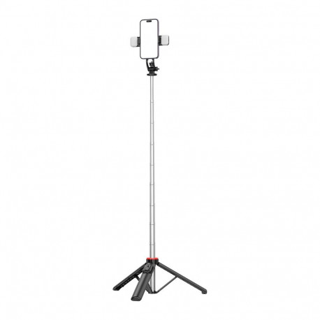 Hurtel Selfie stick WC13YDS telescopic tripod 1.3m with double lamp and phone holder - black