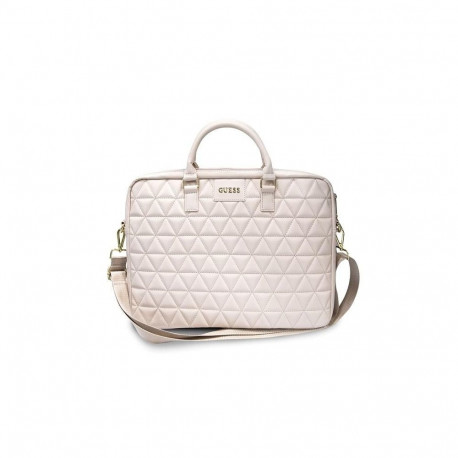Guess Guess Quilted bag for a 16" laptop - pink
