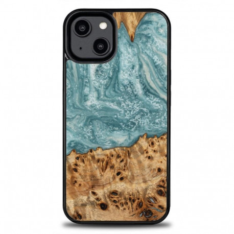 Bewood Wood and resin case for iPhone 15 Plus Bewood Unique Uranus - blue and white