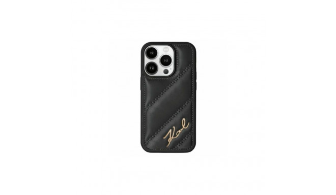 Karl Lagerfeld Karl Lagerfeld Diagonal Quilted Script case for iPhone 15 Pro - black