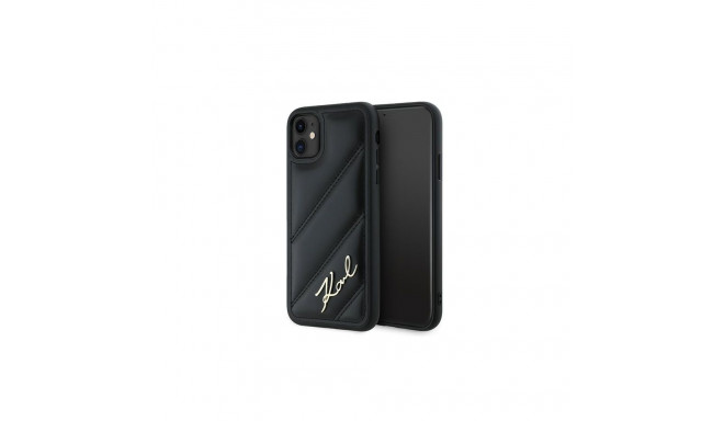 Karl Lagerfeld Karl Lagerfeld Diagonal Quilted Script case for iPhone 11 / Xr - black