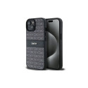 DKNY DKNY Leather Mono Stripe & Metal Logo Case for iPhone 15/14/13 - Black