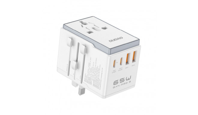 Dudao Dudao A65Pro 65W EU / US / JP / AUS / UK travel adapter 2x USB-C 2x USB-A - white