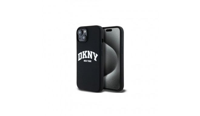 DKNY DKNY Liquid Silicone White Printed Logo MagSafe Case for iPhone 14 / 15 / 13 - Black