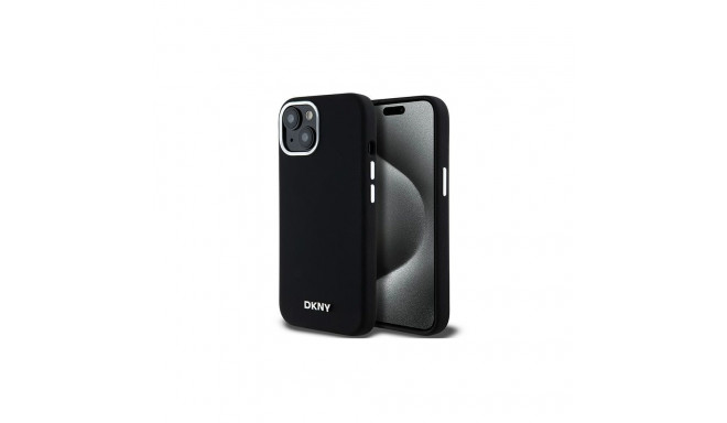 DKNY DKNY Liquid Silicone Small Metal Logo MagSafe Case for iPhone 14/15/13 - Black
