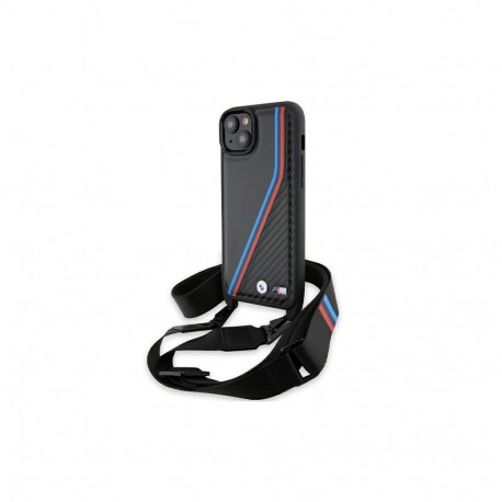 BMW BMW M Edition Carbon Tricolor Lines & Strap case for iPhone 15 / 14 / 13 - black