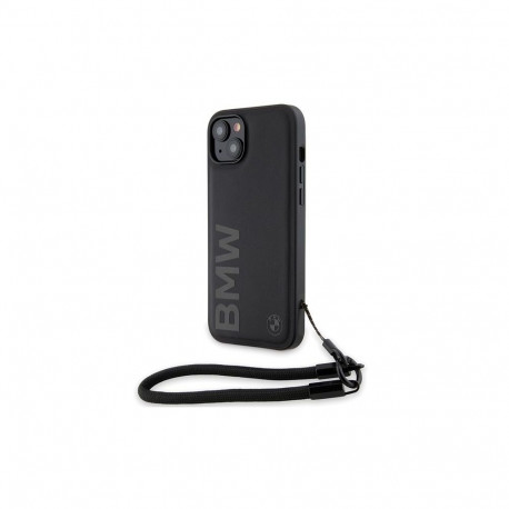 BMW BMW Signature Leather Wordmark Cord case for iPhone 15 Plus / 14 Plus - black