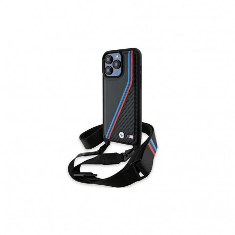 BMW BMW M Edition Carbon Tricolor Lines & Strap case for iPhone 15 Pro - black