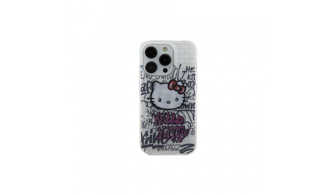 Hello Kitty Hello Kitty IML Kitty On Bricks Graffiti case for iPhone 15 - white