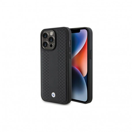 BMW BMW Leather Diamond Pattern case for iPhone 15 Pro Max - black