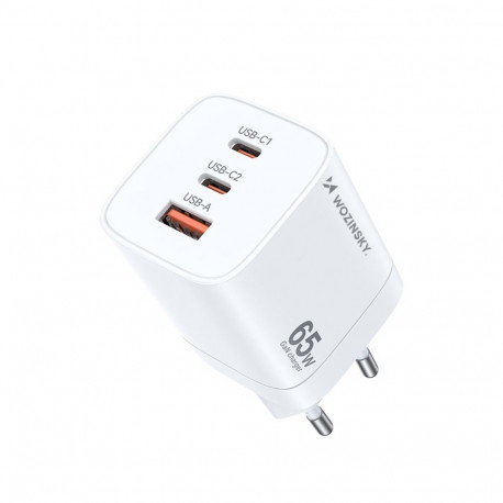 Wozinsky Wozinsky CGWCW 65W GaN Wall Charger USB-A / 2 x USB-C - White