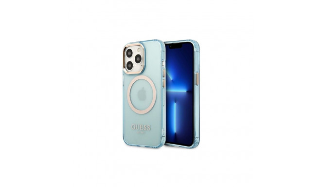 Guess Guess Gold Outline Translucent MagSafe case for iPhone 13 Pro / iPhone 13 - blue