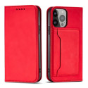 Hurtel - Magnet Card Case for Samsung Galaxy S23 Ultra flip cover wallet stand red