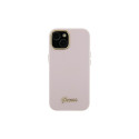 Guess Guess Silicone Script Metal Logo & Frame case for iPhone 15 Pro Max - pink