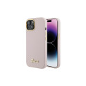 Guess Guess Silicone Script Metal Logo & Frame case for iPhone 15 - pink
