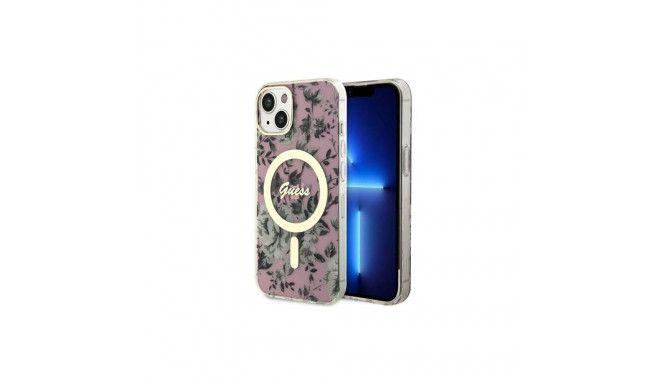 Guess Guess Flower MagSafe case for iPhone 14 - pink