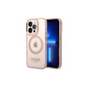 Guess Guess GUHMP14XHTCMP iPhone 14 Pro Max 6.7" pink/pink hard case Gold Outline Translucent MagSaf
