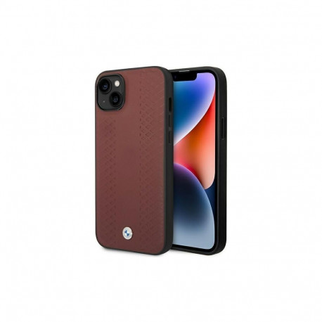 BMW Case BMW BMHCP14S22RFGR iPhone 14 6.1" Burgundy/burgundy Leather Diamond Pattern
