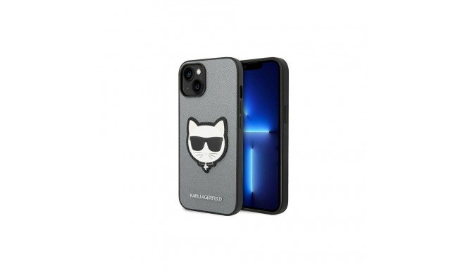 Karl Lagerfeld Karl Lagerfeld Saffiano Choupette Head Patch case for iPhone 14 Plus - silver